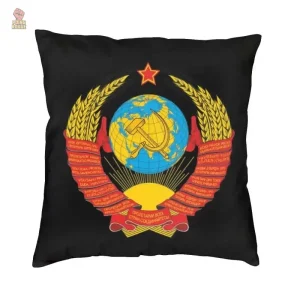 Housse de coussin URSS avec blason complet sur fond noir