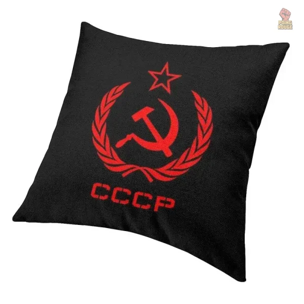 Coussin URSS avec armoiries colorées sur tissu noir