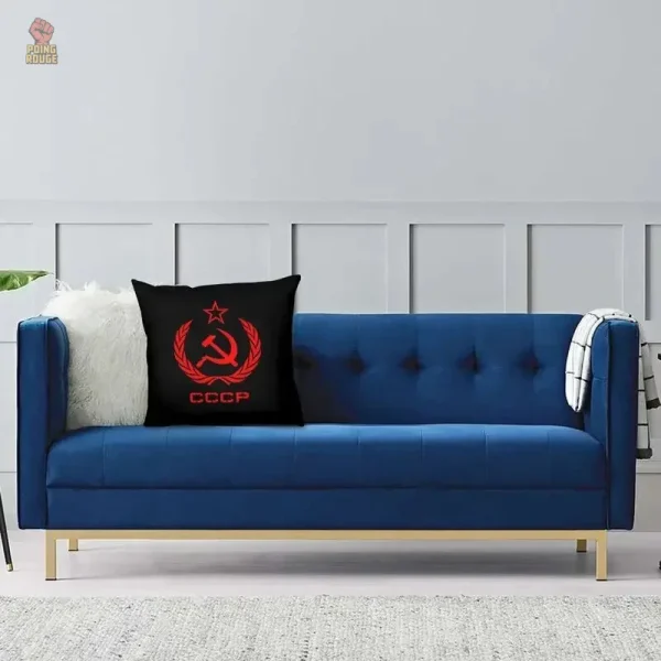 Coussin noir avec design d'armoiries soviétiques