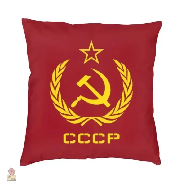 Coussin décoratif à thème communiste sur fond noir