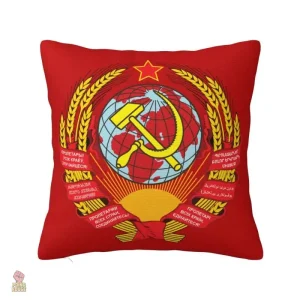 Housse de coussin URSS blason globe faucille marteau