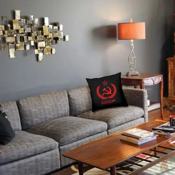 Housse de coussin avec carte URSS stylisée