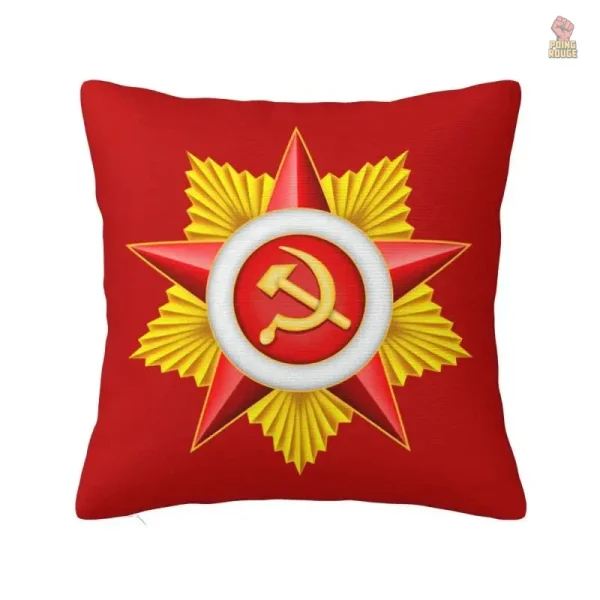 Housse coussin URSS fond rouge faucille et marteau - vue 6
