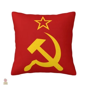 Housse coussin URSS faucille marteau étoile fond rouge