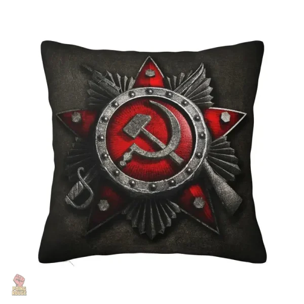 Housse coussin URSS faucille marteau étoile fond rouge - vue 10