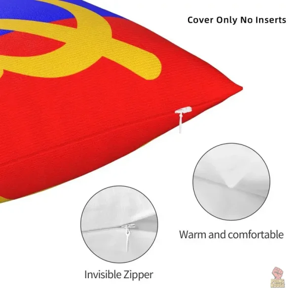 Coussin décoratif avec emblème URSS sur fond rouge vif