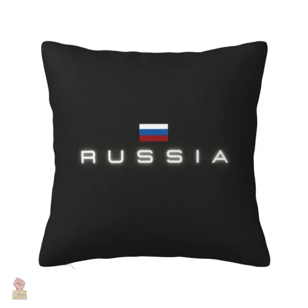 Housse de coussin inspirée par l'URSS avec fond rouge
