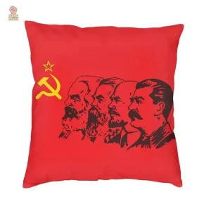 Housse coussin URSS quatre dirigeants communistes rouge