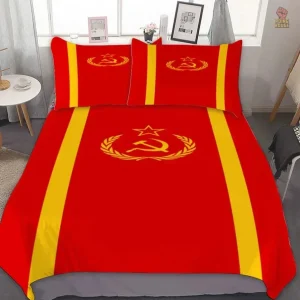 Housse de couette CCCP emblème rouge et jaune