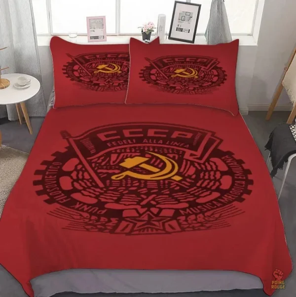 Housse de couette aux accents rouges et jaunes