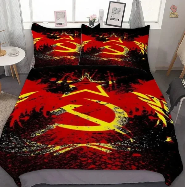Parure de lit avec design CCCP en couleur bordeaux