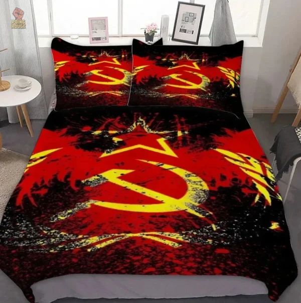 Housse de couette rouge vif avec emblème CCCP