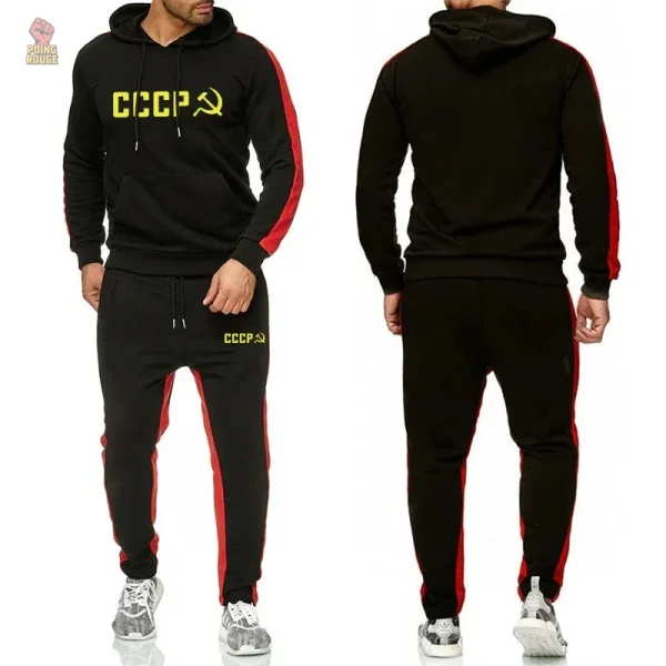 Pantalon CCCP, jaune vif, bandes noires élégantes