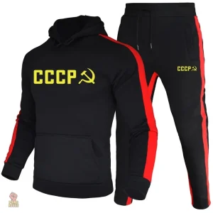 Jogging CCCP noir avec bandes rouges