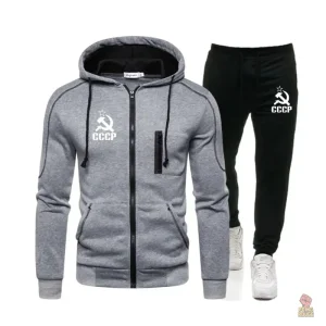 Jogging CCCP hoodie zip gris faucille marteau
