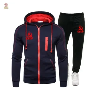 Jogging CCCP hoodie zip marine avec faucille et marteau