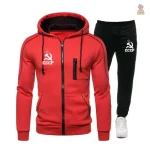 Jogging rouge CCCP hoodie zip avec faucille et marteau