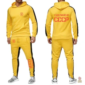 Jogging CCCP Sdelano V SSSR jaune avec bandes noires