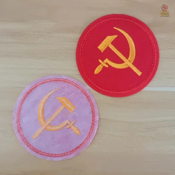 Ecusson communiste, patch rond, lot de 5 broderies