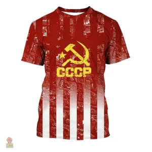 Maillot CCCP rouge et blanc avec rayures