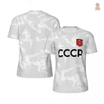 Maillot CCCP camouflage blanc au design rétro communiste