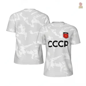 Maillot CCCP camouflage blanc au design rétro communiste