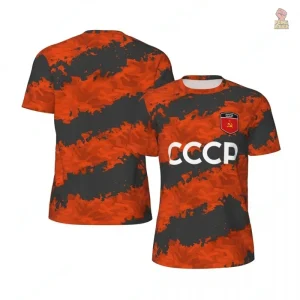 Maillot CCCP camouflage orange, style rétro URSS