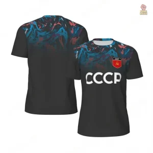 Maillot CCCP noir dégradé, style rétro communiste URSS
