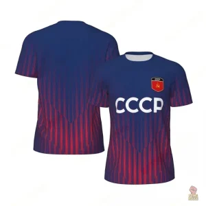 Maillot CCCP Rayures Bleu, style rétro inspiré de l'URSS