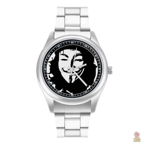Montre Anonymous en noir et blanc au style communiste