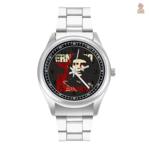 Montre militante graphique noire et rouge