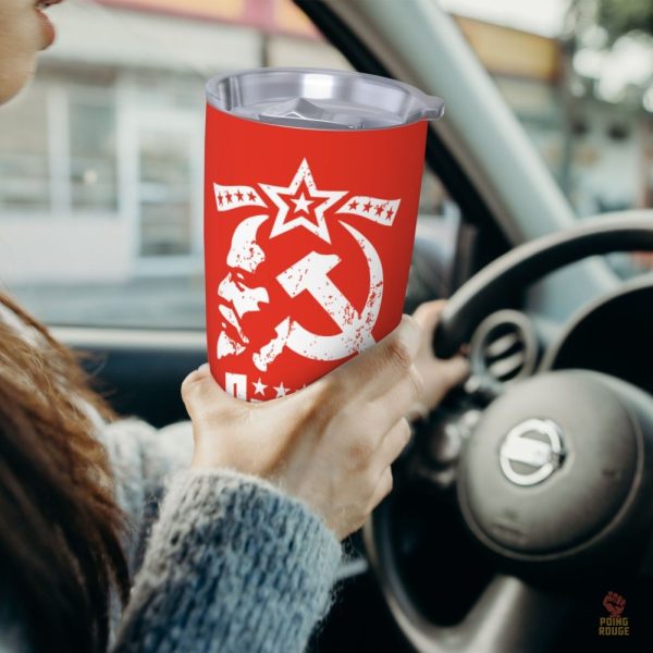 Mug à café en acier inoxydable avec touche rouge