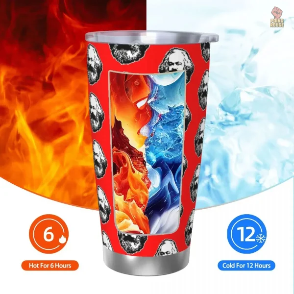 Mug isotherme rouge au style engagé et moderne