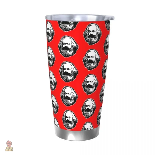 Mug pratique en acier inoxydable, couleur rouge Marxiste