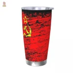 Mug isotherme soviétique rouge texturé