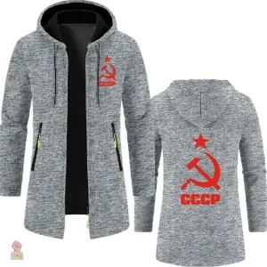 Hoodie long CCCP avec emblème faucille et marteau