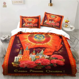 Lit décoré avec symbole communiste étoile rouge