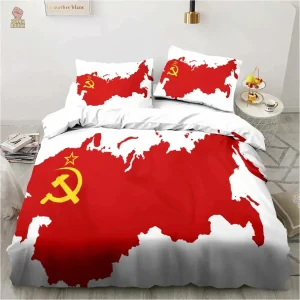 Parure de lit CCCP carte URSS fond blanc