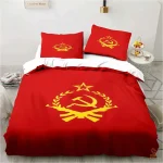 Linge de lit noir avec emblème CCCP faucille et marteau