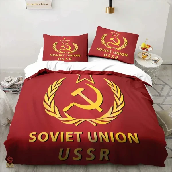 Parure de lit dorée avec étoile et faucille CCCP