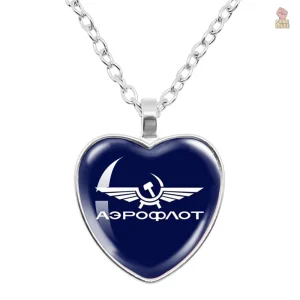 Pendentif cœur marine Aeroflot avec logo soviétique