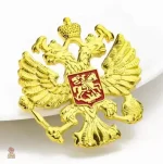 Pin badge aigle bicéphale doré