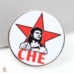 Pin badge Che Guevara portrait signature en métal argenté