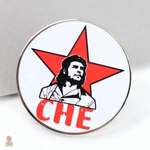 Pin badge Che Guevara portrait signature en métal argenté