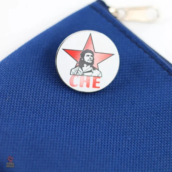 Insigne rond Che Guevara, style vintage et métallique