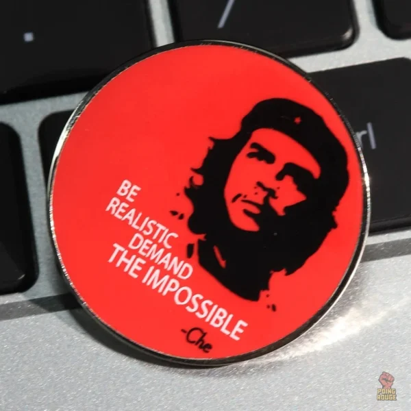 Insigne rond Che Guevara en métal doré, style signature