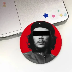 Pin badge portrait Che Guevara fond vert olive rond