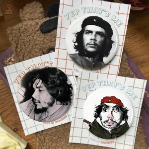 Badge rond Che Guevara avec fond vert olive