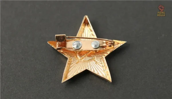 Pin en métal doré, étoile rouge, style communiste