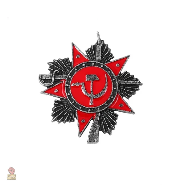 Étoile dorée sur fond rouge, symbole de lutte
